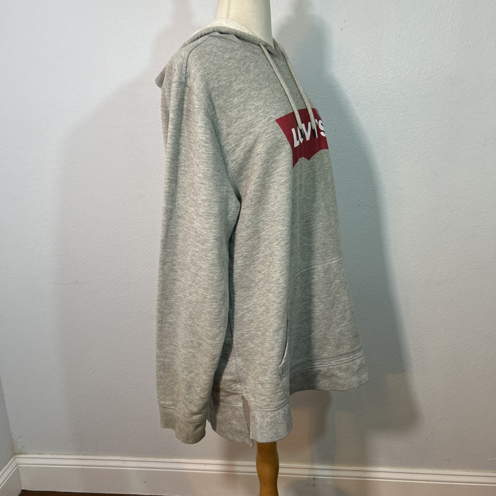 Levis Hoodie Mens L Gray Batwing Logo Fleece Pullover Streetwear Casual‎ - Picture 5 of 13